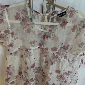 Sister Jane Sheer Floral dress/top - red and Cream
